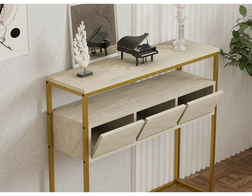 Odkladací stolík Guarda Travertine and Gold