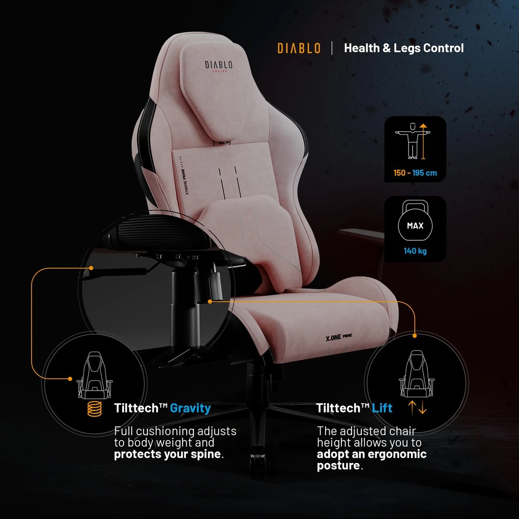 Herné kreslo Normal Size, čierno-ružovej farbe: Diablo X-One Prime Akira Pink