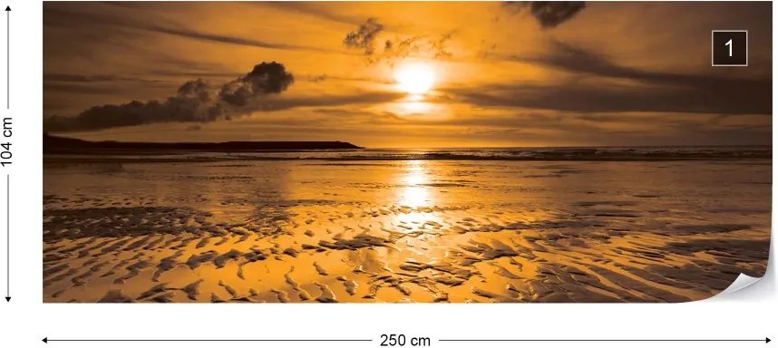Fototapeta GLIX - Beach Sunset Coastal 2 + lepidlo ZADARMO Vliesová tapeta  - 250x104 cm