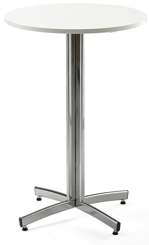 Barový stôl SANNA, Ø 700x1050 mm, biela, chróm