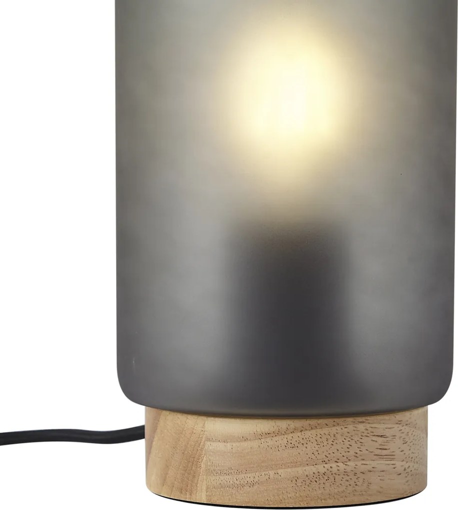Moderná stolná lampa drevená s matným sivým sklom - Umbra