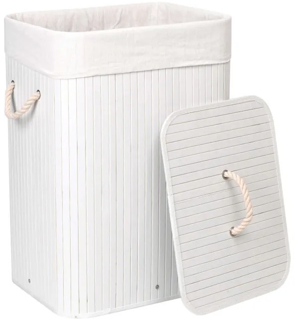 Kôš na bielizeň bambusový 80 l biely