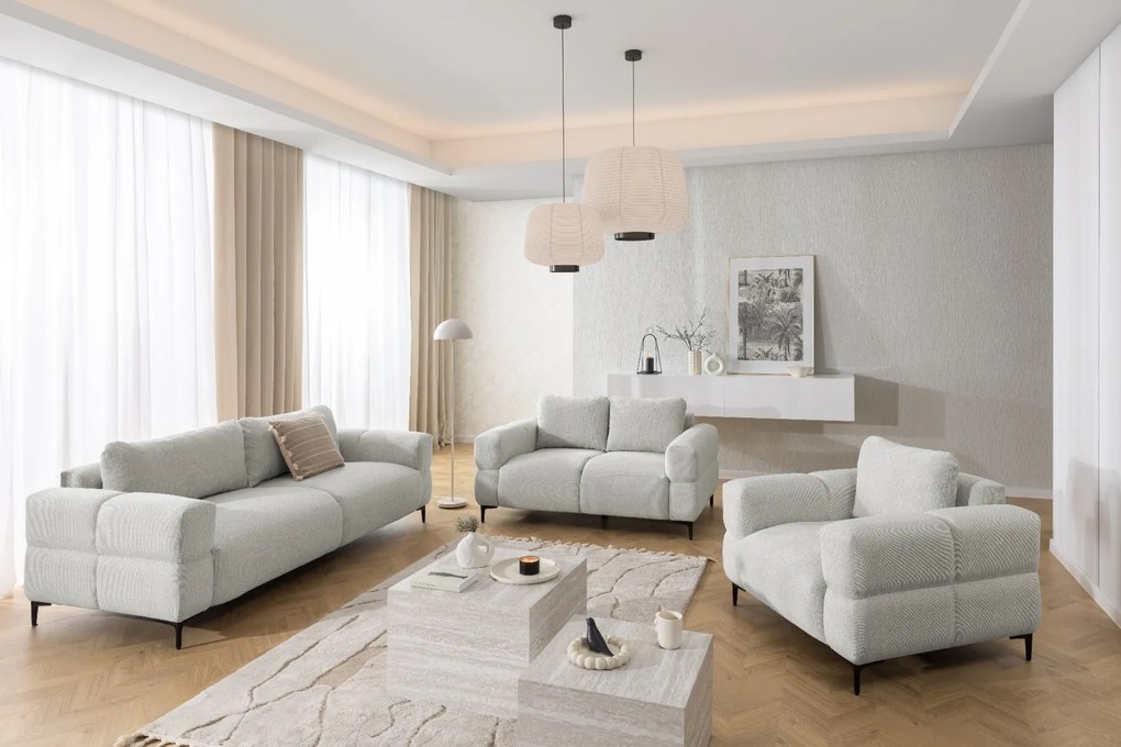 POHOVKA FLEUR 3 MIESTNÁ SVETLO SIVÁ 217 cm