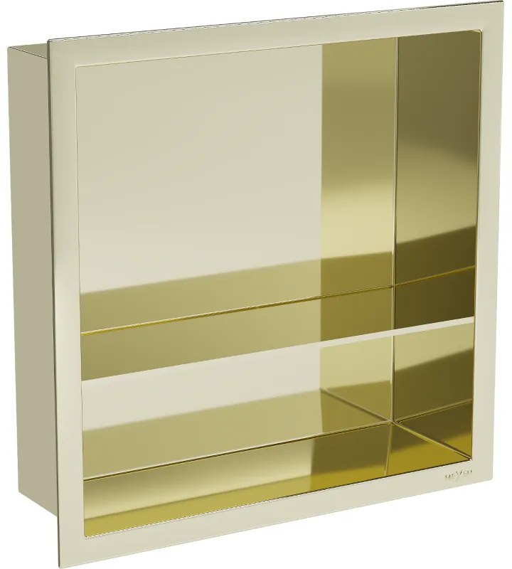 Mexen X-Wall-R, polička na zapustenie na obklad s golierom 30 x 30 cm, zlatá , 1950303010S
