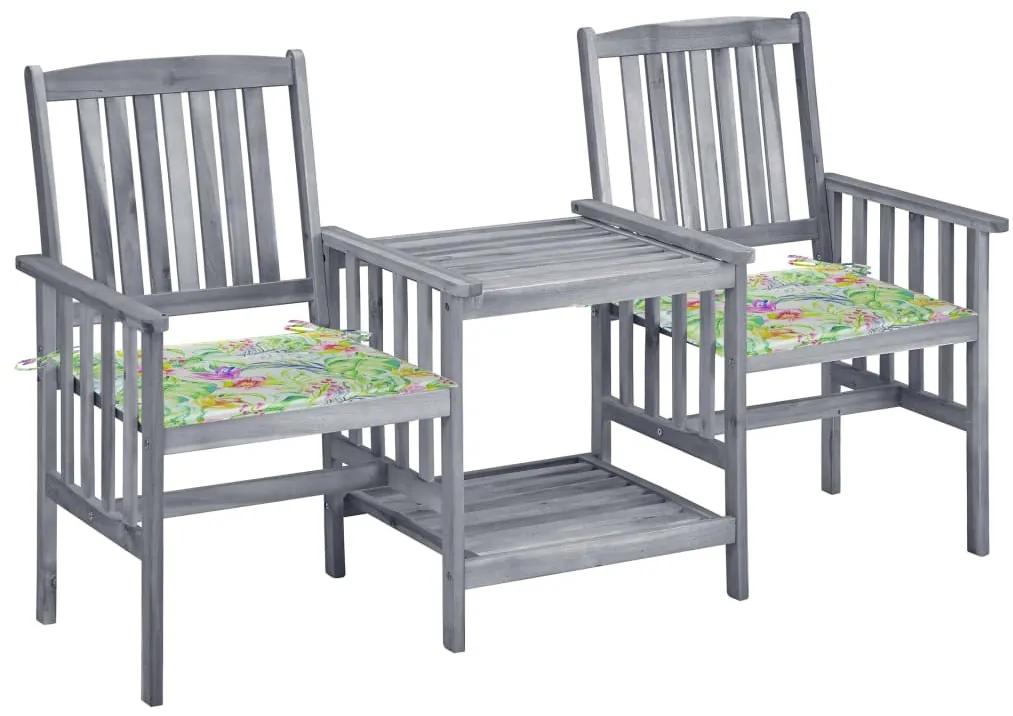 Záhradné stoličky s čajovým stolíkom a vankúšmi akáciový masív 3061314