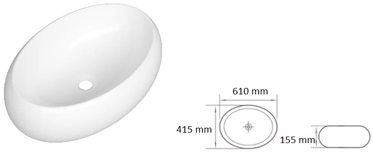 Gamma Figa, umývadlo na dosku 610x415x155 mm, biela lesklá, GMA-UC-FIGA