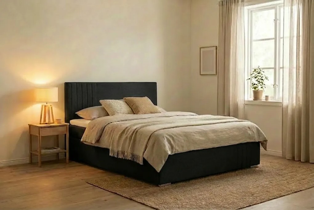 Postel MARS 120x200 cm Tmavošedá S matracom