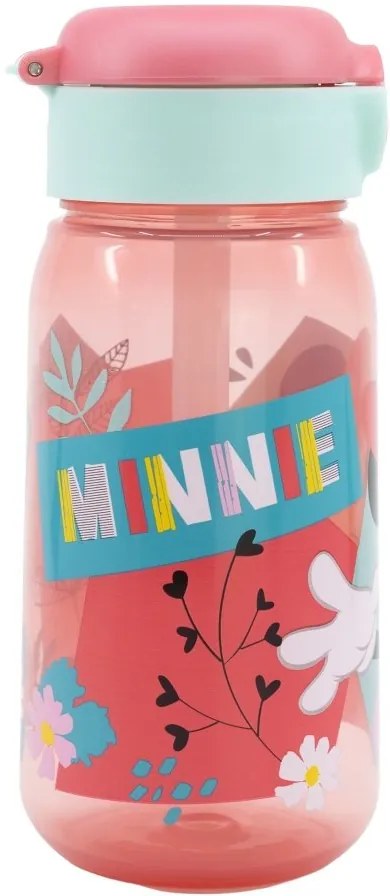 Plastová fľaša na pitie so slamkou a viečkom Minnie Mouse - 510 ml