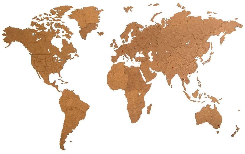 MiMi Innovations Drevená nástenná mapa sveta Giant, hnedá 280x170 cm