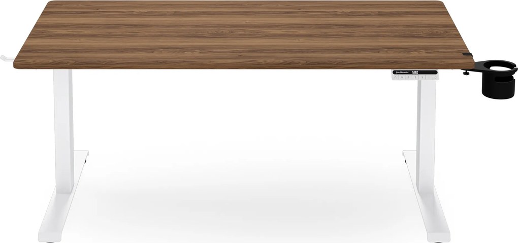 Elektrický stôl s nastaviteľnou výškou ergonomický biely/orech,1400x700 mm: ARIA