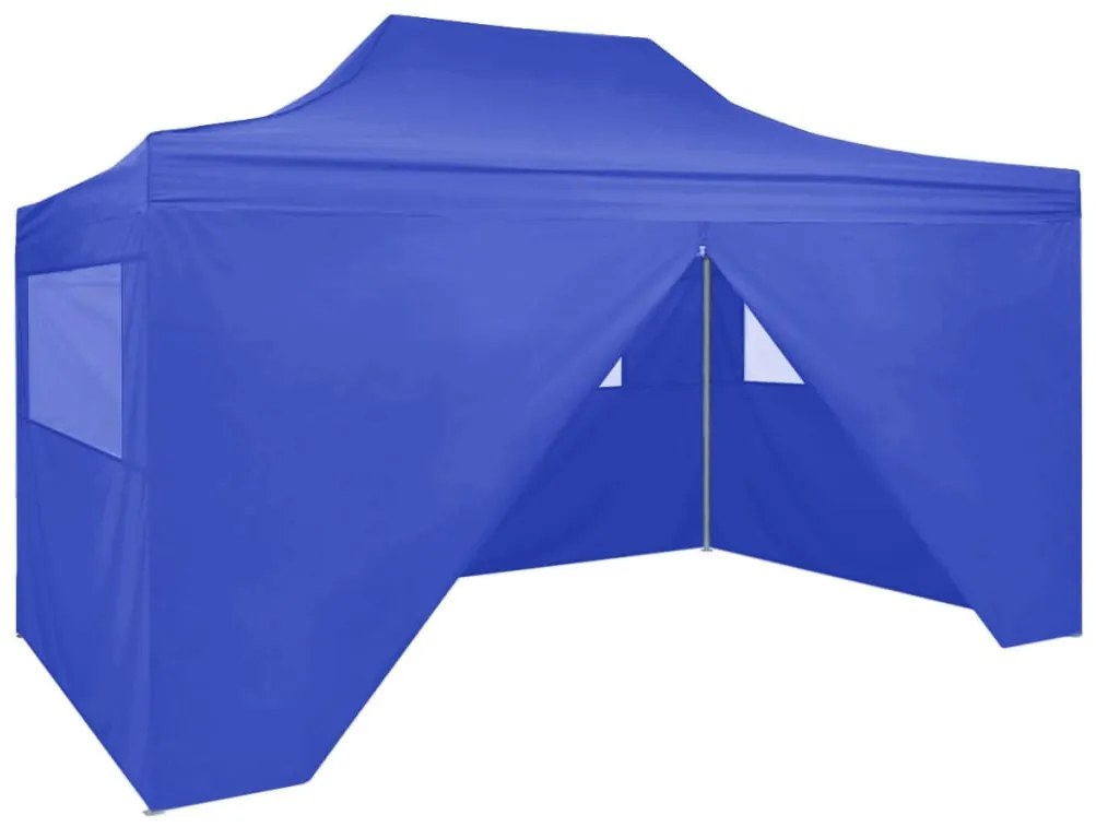 vidaXL Profesionálny skladací párty stan+4 steny 3x4 m, oceľ, modrý