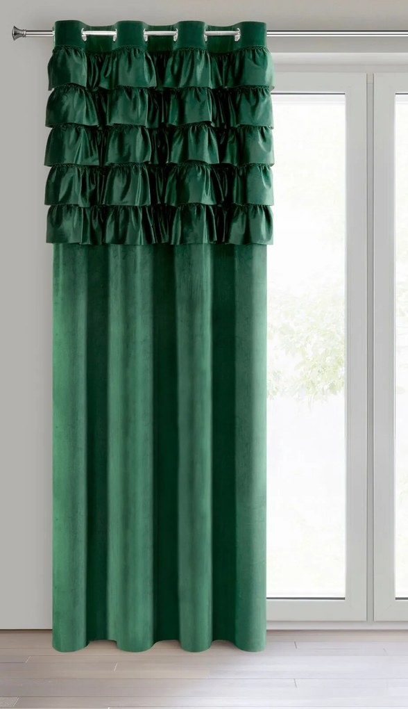 ZATEMŇOVACÍ ZÁVES NA KRÚŽKOCH AURA 140X250 CM TMAVOZELENÁ