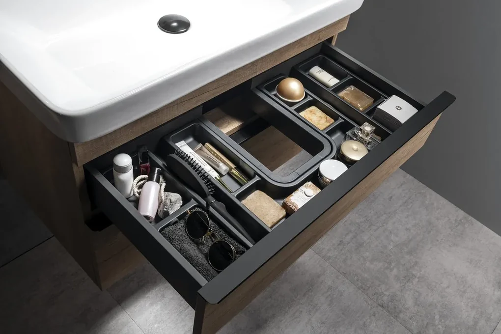 Sapho Sapho, LINDO bočný organizér, sada 2ks, 114x36x323 mm, plast, antracit, LD002