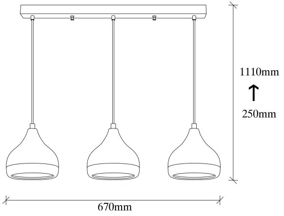 Závesné svietidlo na lanku YILDO 3xE27/40W/230V biela/čierna