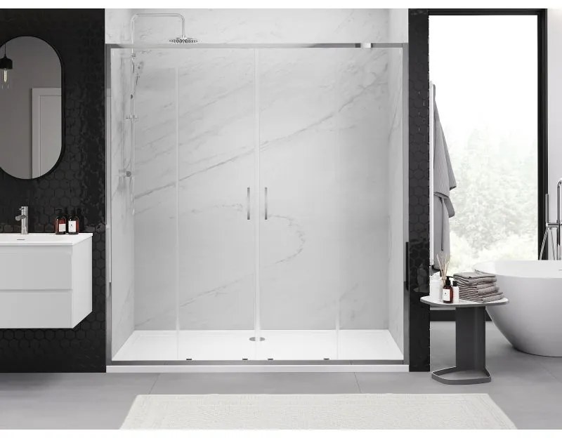 Mexen Exo, 2-krídlové posuvné 190x200 cm, 6mm číre sklo, chrómový profil, 8152-190-000-01-00