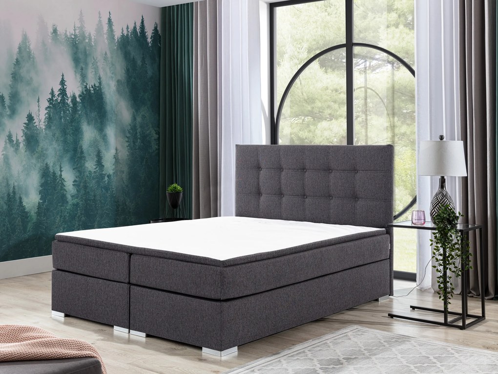 Manželská posteľ Boxspring 180 cm Irma 01 (tmavosivá). Akcia -18%. Vlastná spoľahlivá doprava až k Vám domov. 1044597