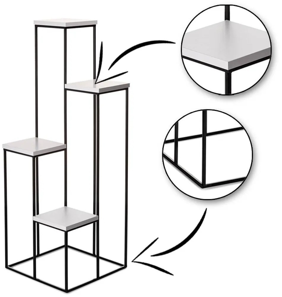 Květinový stojan LOFT 110 cm černý/bílý