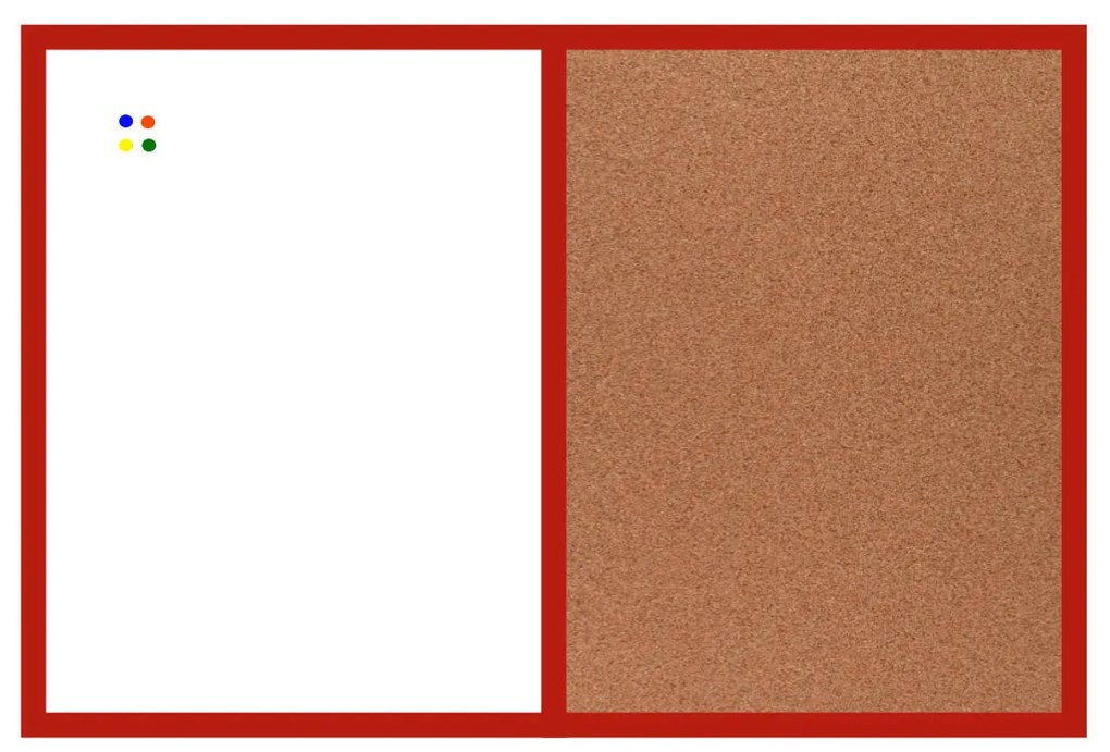 Toptabule.sk  Kombinovaná tabuľa biela v drevenom ráme + 6 farieb rámu 120x90 cm