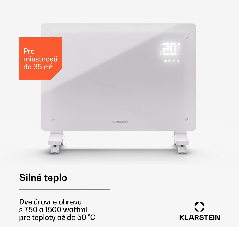 Klarstein Bornholm Smart 1500, konvekčné vykurovacie teleso, 1500W, WiFi, LED, IP24