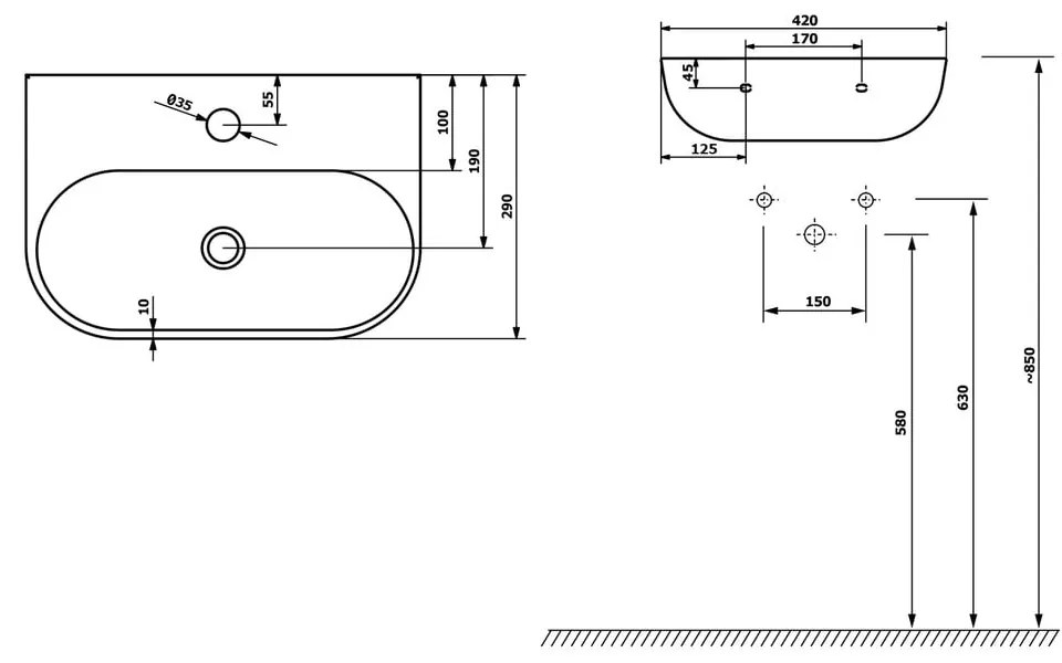 Čierne keramické umývadlo 42x29 cm Nerissa – Sapho