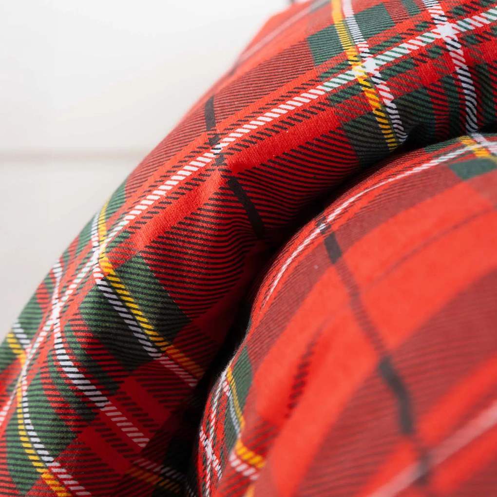 Goldea flanelové posteľné obliečky - červené káro 140 x 200 a 70 x 90 cm