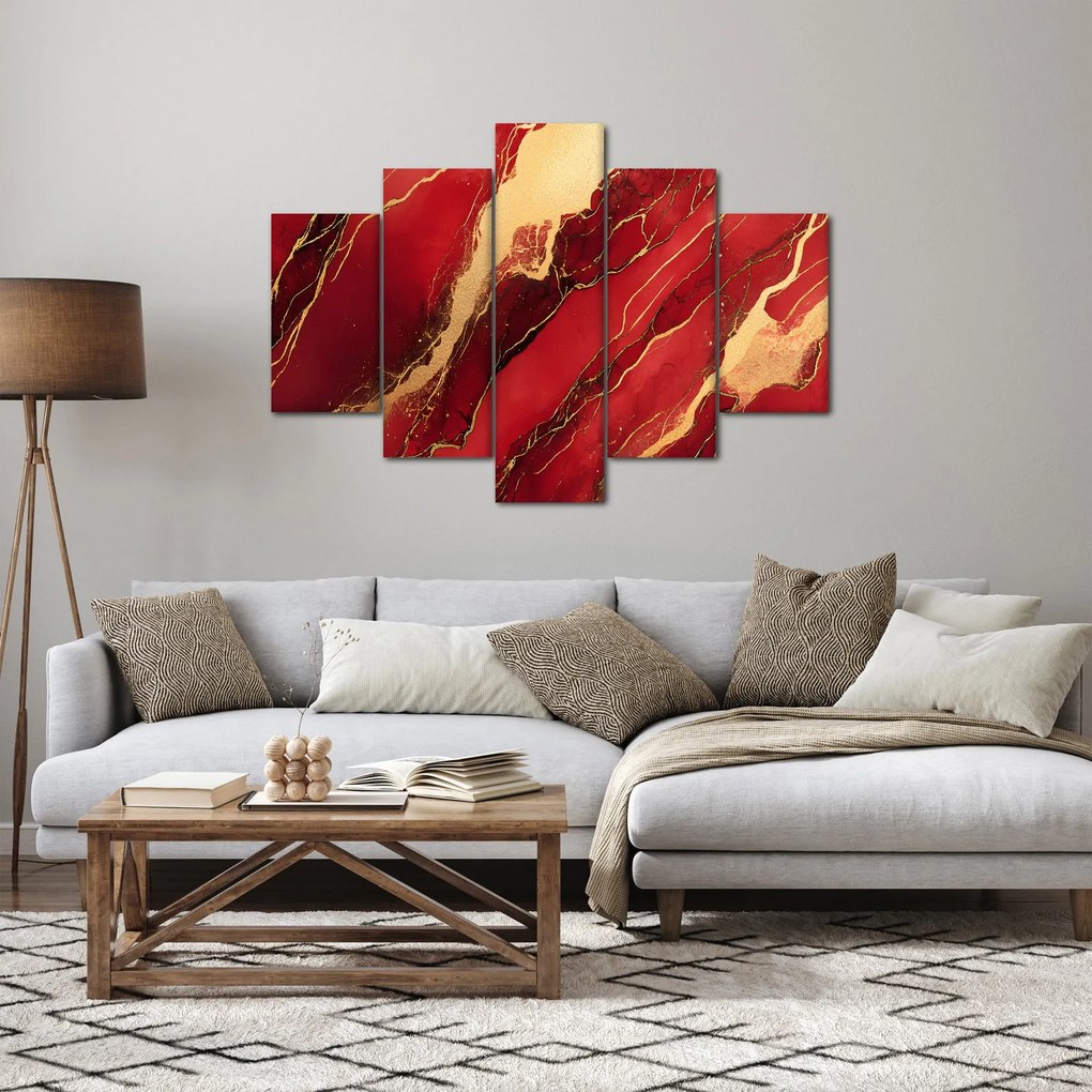 Obraz - Červeno-zlatý mramor (150x105 cm)