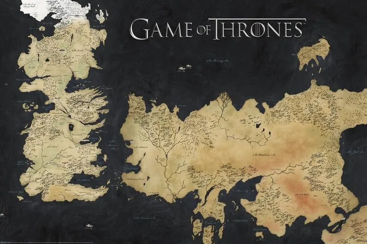 Plagát, Obraz - Game of Thrones - Westeros Map, (120 x 80 cm)