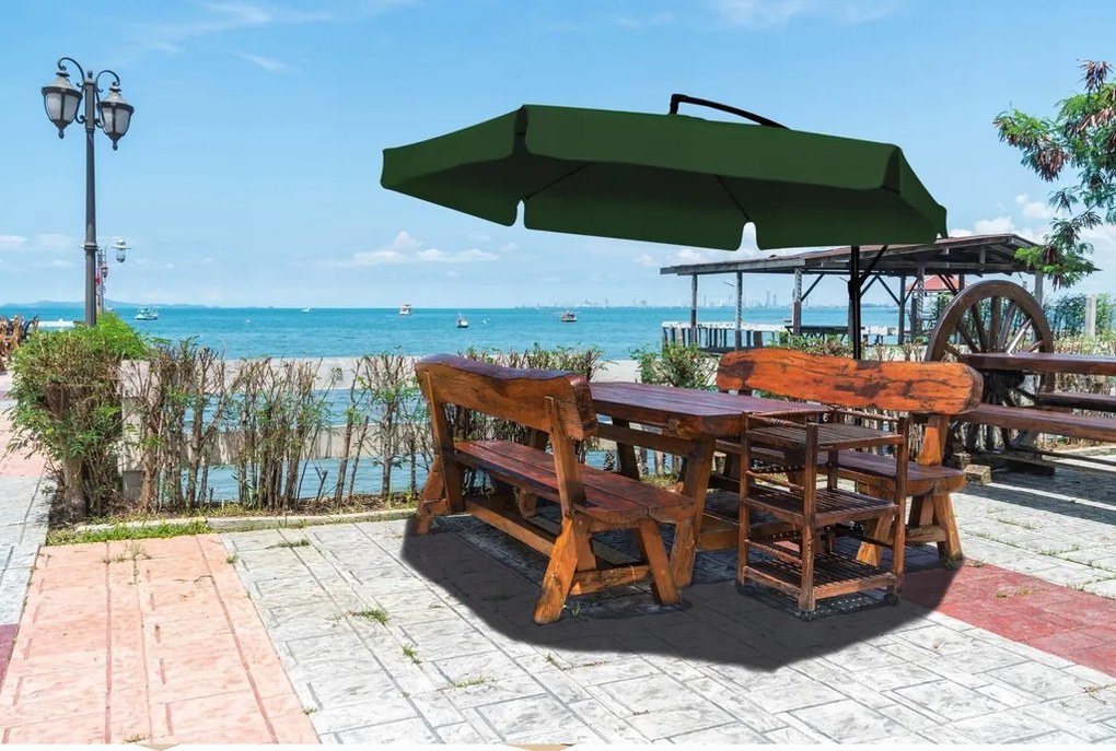 CH Zelený záhradný slnečník Banana s obalom - 3m