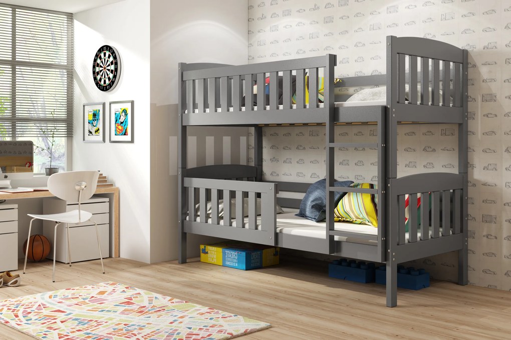 Interbeds Poschodová posteľ Kubus grafitová 200cm x 90cm