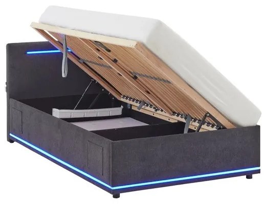 Tmavosivá čalúnená detská posteľ s úložným priestorom s roštom 120x200 cm Circle – Meise Möbel