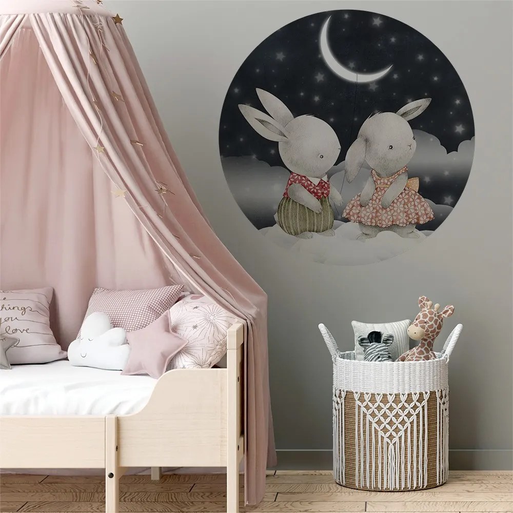 Gario Detská nálepka na stenu Dreamland - zajačiky a mesiac Rozmery: 95 x 95 cm