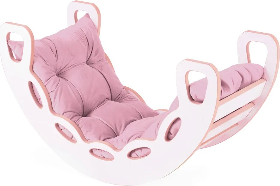 Multifunkčná detská súprava 4v1 – hojdačka, šmykľavka a vankúš ružová