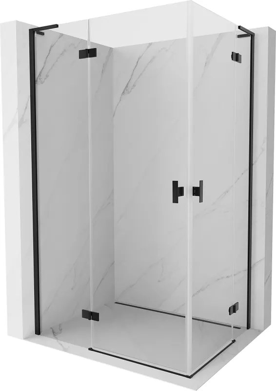 Mexen Mist-H L Duo, 2-krídlový sprchový kút 100 x 80 cm, číre sklo, čierny profil, 8A5L-100L-080P-70-00