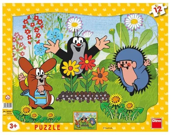 Dino puzzle 12 dielikov doskové puzzle Krtko záhradník