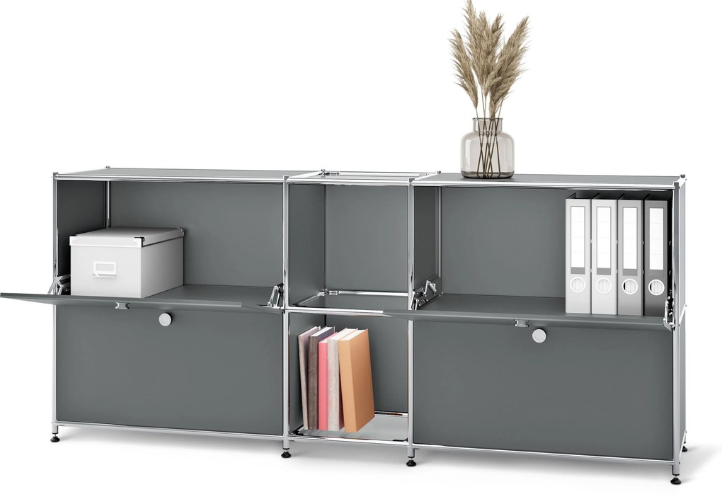 Kovová odkladacia skrinka »CN3« so 4 výklopnými priehradkami, sivá