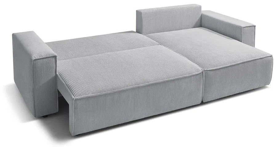 Svetlosivá menčestrová rozkladacia rohová variabilná pohovka Nihad – Bobochic Paris