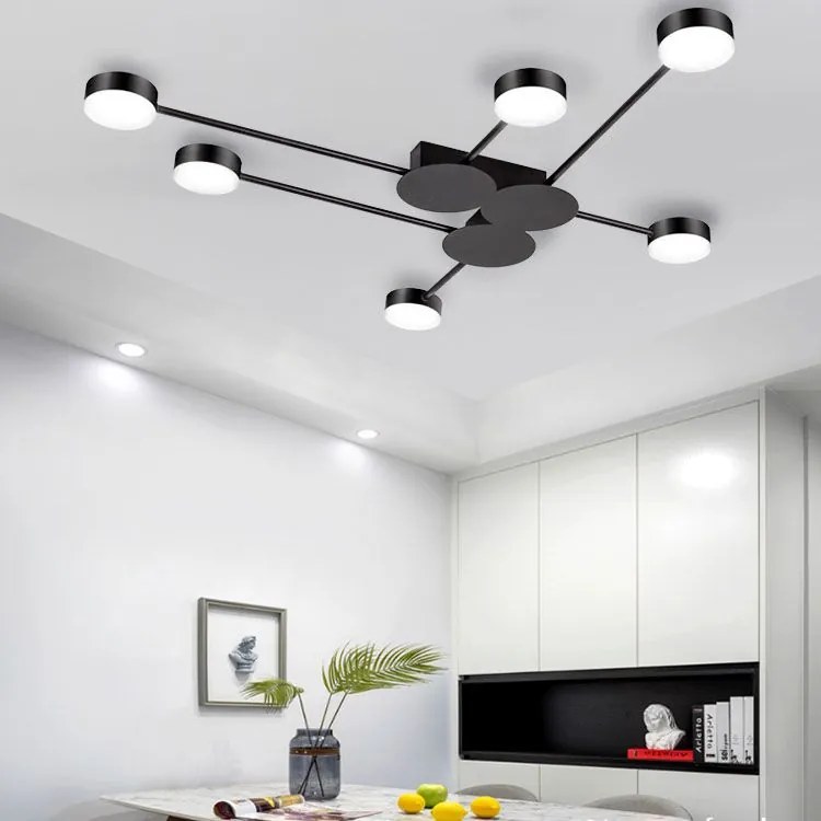 Toolight Toolight, LED stropné svietidlo 6-ramenné APP521-6C + diaľkové ovládanie, čierna, OSW-08463