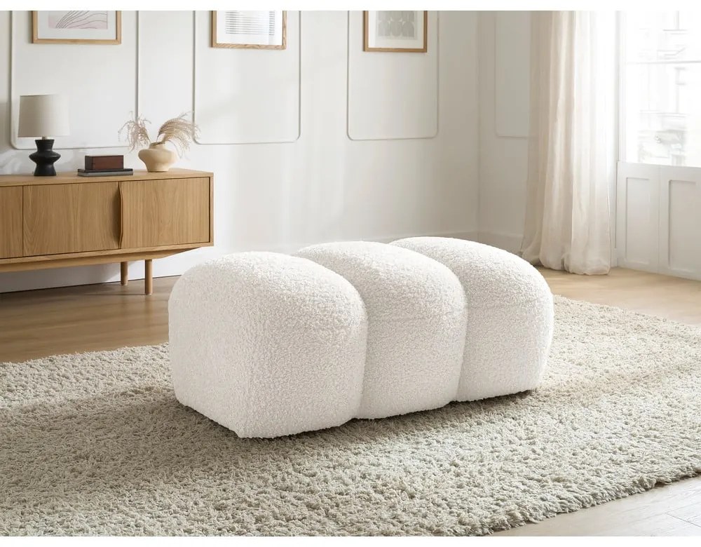 Biela podnožka z textílie buklé Hippolyte – Bobochic Paris