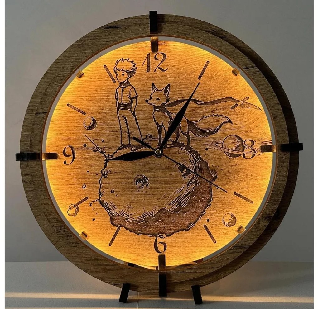 Li-Go 23712/DUB/BAT2 - LED stmievateľné hodiny so senzorom, LED/1xAA, priemer 32 cm, dub