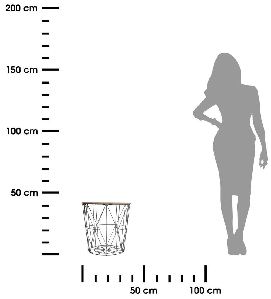 Odkladací stolík KUMI 40 cm černý/dub přírodní