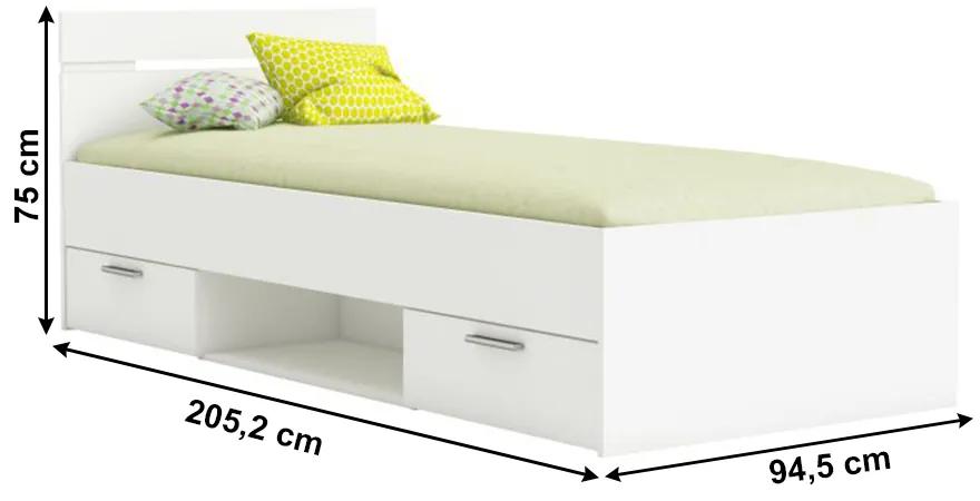 Jednolôžková posteľ 90 cm Myriam (biela)(bez matraca a roštu). Vlastná spoľahlivá doprava až k Vám domov. 1040192