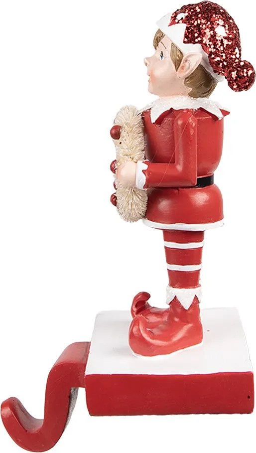 Červený vešiak na pančuchy Elf - 11*8*20 cm
