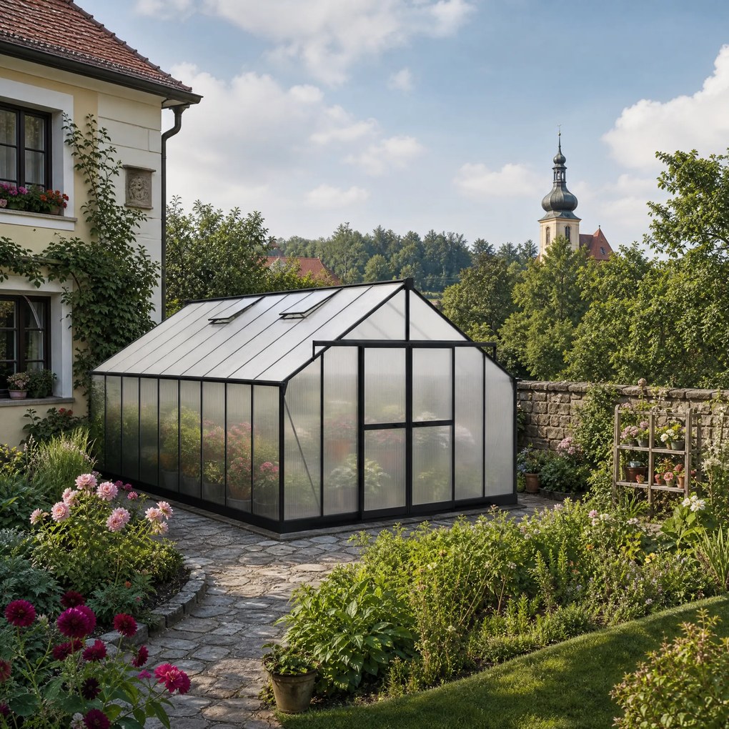 Skleník 245 x 305 x 606 cm, zosilnená konštrukcia, polykarbonát 6 mm
