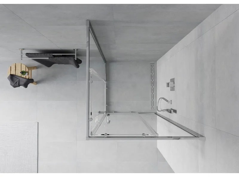 Mexen Rio, štvorcový sprchovací kút s posuvnými dverami 80(dvere) x 80(dvere) x 190 cm, 6mm číre sklo, chrómový profil, 860-080-080-01-00