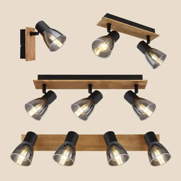 Globo 54307-2W - Nástenné bodové svietidlo CLAUDE 2xE14/40W/230V čierna/drevo