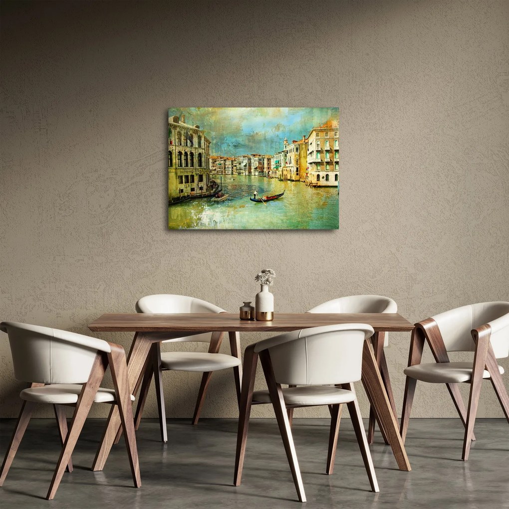Obraz - Benátsky kanál a gondoly (70x50 cm)