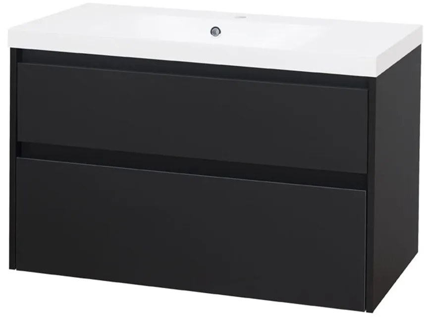 Mereo Mereo, Opto, kúpeľňová skrinka s umývadlom z liatého mramoru, 101 cm, biela, dub, biela/dub, čierna, MER-CN942M