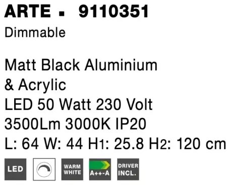 LED luster Arte 64 čierne