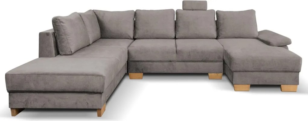 Sedacia súprava Chivas, tvar ľavé U, kamenná hnedo-šedá látka