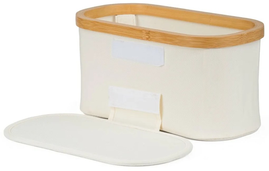 Úložný box G21 30 x 15 x 15 cm, bambusový s vekom, béžový